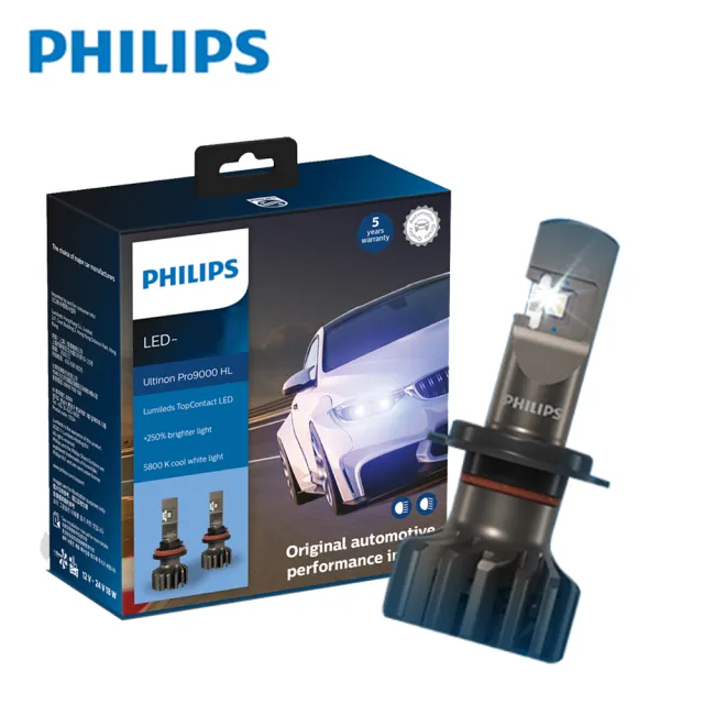 【Philips 飛利浦】Ultinon Pro9000 LED超亮鑽光頭燈兩入裝公司貨+200%