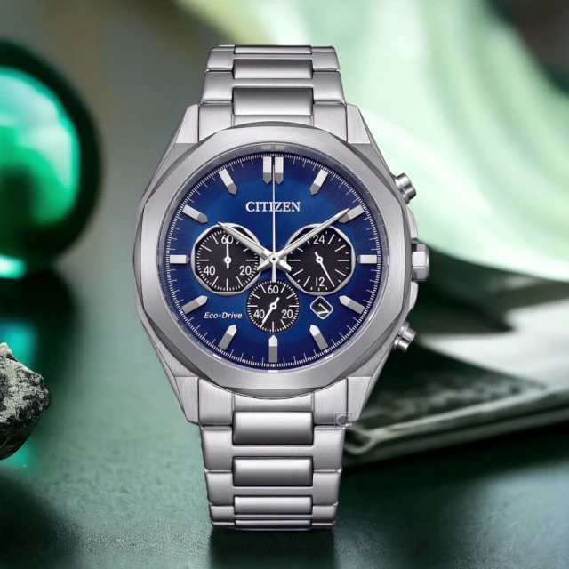 CITIZEN 星辰 Chronograph 光動能計時腕錶-藍色 41mm 腕錶 藍色 男錶 手錶 過年禮物(CA4590-81L)