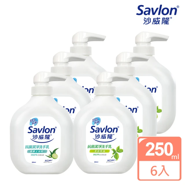 【Savlon 沙威隆】抗菌潔淨洗手乳 6入組(250mlx6/官方直營)