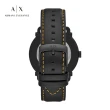 【A|X Armani Exchange 官方直營】Rocco 經典錶面小刻度手錶 黑色真皮錶帶 44MM AX2904