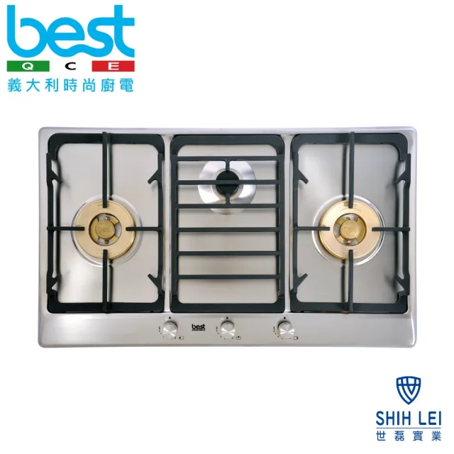 【BEST 貝斯特】精緻銅爐頭不銹鋼三口高效能瓦斯爐 GH9050-B