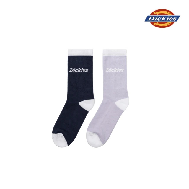 Dickies 男女款宇宙藍紫色簡約品牌Logo撞色中筒襪（