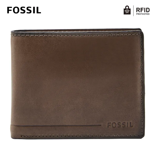 【FOSSIL 官方旗艦館】Allen 真皮可拆卡夾RFID防盜皮夾-棕色 SML1549201