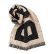 【BURBERRY 巴寶莉】Logo 徽標羊毛圍巾(經典米色/黑色)