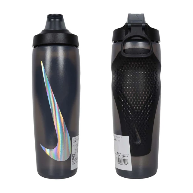 NIKE 耐吉NIKE 耐吉 REFUEL 瓶蓋擠壓水壺 24 OZ-慢跑 登山 單車 黑炫銀(N100766805424)