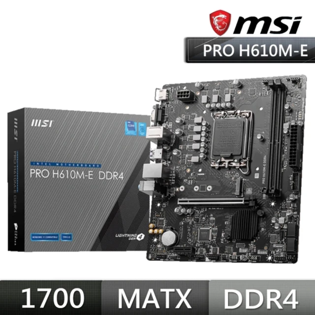 【MSI 微星】PRO H610M-E DDR4 主機板+微星 SPATIUM S270 240GB SATA 2.5 SSD(M+S 組合包)