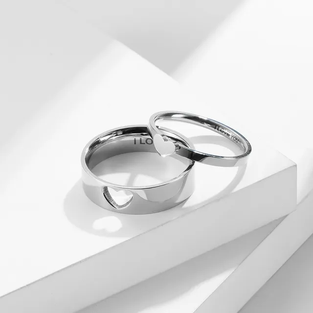 【A MARK】鈦鋼戒指 縷空戒指/與你同心愛心縷空造型316L鈦鋼戒指 情侶對戒(2款任選)
