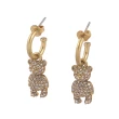 【COACH】玻璃水鑽鑲飾熊熊造型針式耳環(金色)