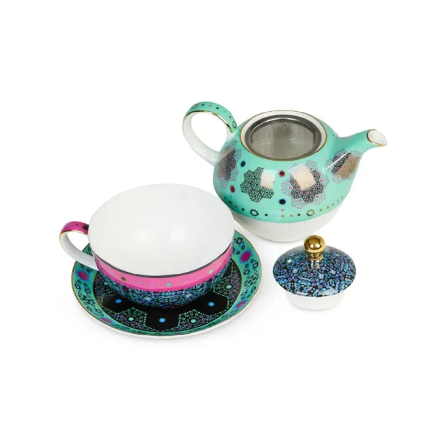 【T2 Tea】T2魔幻摩洛哥系列_單人杯壺套組_水藍色(T2 Moroccan Tealeidoscope_Tea For One_Aqua)