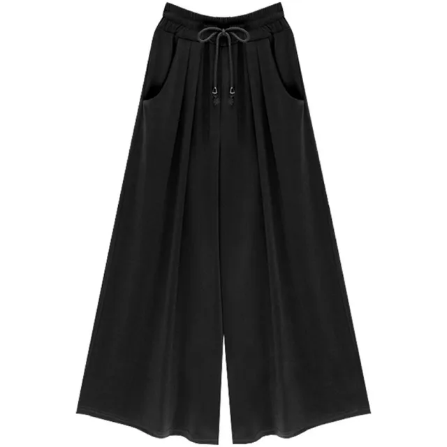 【ASister 小姊姊】*出清品*現貨在庫★休閒褲 加大尺碼顯瘦抽繩鬆緊帶寬褲(七分/九分_M-6XL_40kg-105kg)