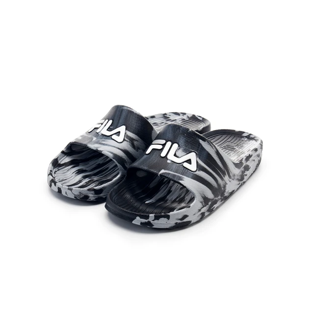 FILA官方直營 SLEEK SLIDE Splash 中性款運動拖鞋-黑灰(4-S356Y-004)