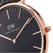【Daniel Wellington】Classic Cornwall系列  中性玫瑰金尼龍帶腕錶-黑面/36mm(DW00100150)