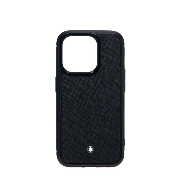 MONTBLANC 萬寶龍 匠心十字紋牛皮iPhone 15 Pro手機保護殼(送原廠提袋)