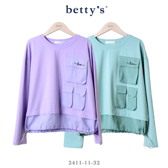 betty’s 貝蒂思 下擺拼接抽繩多口袋長袖T-shirt