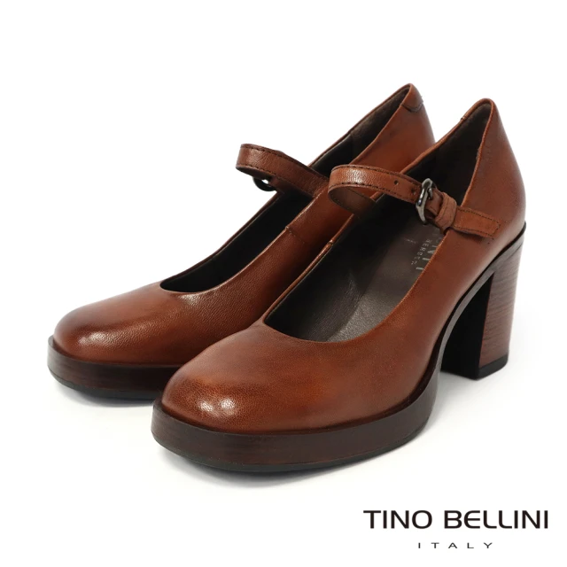 TINO BELLINI 貝里尼TINO BELLINI 貝里尼 波士尼亞進口微厚底素面瑪莉珍高跟鞋FWEV017(焦糖)