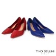 【TINO BELLINI 貝里尼】巴西進口沖孔尖頭方跟鞋FWDV027-2(紅色)