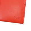 【TOD’S】TODS 簡約烙印LOGO小牛皮對折信用卡護照夾(橘紅)