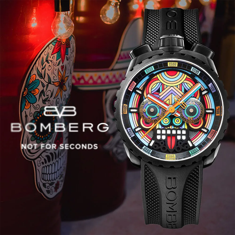 【BOMBERG】炸彈錶 Bolt-68 瑪雅骷髏計時手錶-45mm(BS45CHPBA.MAYA-1.3)