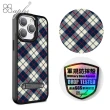 【apbs】iPhone 15 14系列 軍規防摔鋁合金鏡頭框立架手機殼(蘇格蘭紋藍)