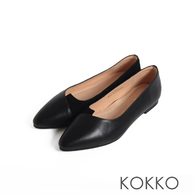 KOKKO 集團 唯美拼接柔軟羊皮包鞋(黑色) 推薦