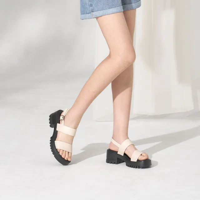 【GREEN PINE】個性寬帶5.5cm厚底輕量涼鞋白色(10326912)