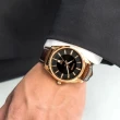 【CITIZEN 星辰】WANgT BI1033-04E 日本機芯 金框黑面 皮革腕錶 42mm(極簡紳士時尚)