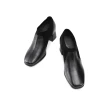 【GREEN PINE】異材質拼接方頭粗跟女踝靴黑色(10862341)