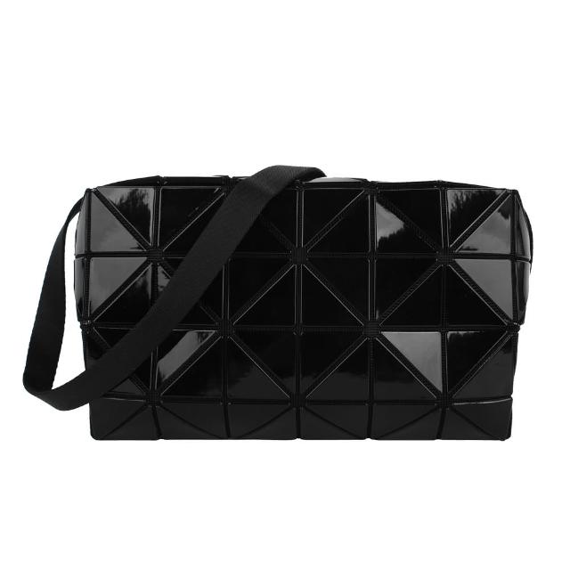 【ISSEY MIYAKE 三宅一生】BAOBAO 幾何方格4x6搖滾斜背包/亮面(黑)