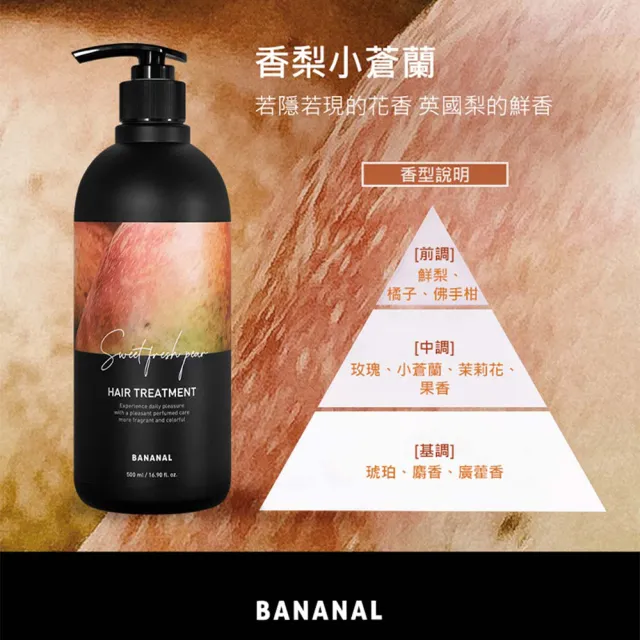 【BANANAL】韓國胺基酸香氛潤髮乳500ml(嬰兒麝香/香梨小蒼蘭/花漾白麝香/木質黑莓/蜜桃杉木)