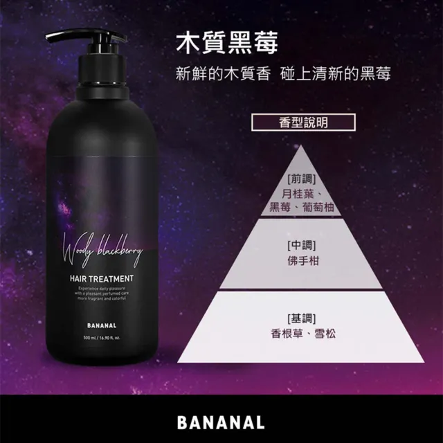 【BANANAL】韓國胺基酸香氛潤髮乳500ml(嬰兒麝香/香梨小蒼蘭/花漾白麝香/木質黑莓/蜜桃杉木)