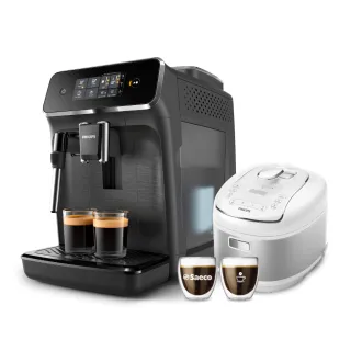 【Philips 飛利浦】全自動義式咖啡機(EP2220)+飛利浦智慧萬用電子鍋(HD2140)+專用內鍋