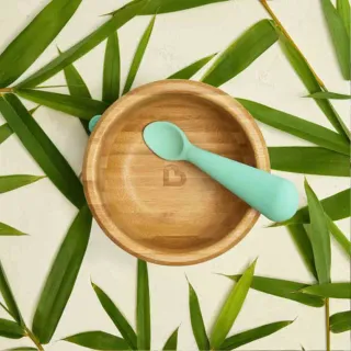 【munchkin 滿趣健】竹製可拆吸盤碗+矽膠湯匙組