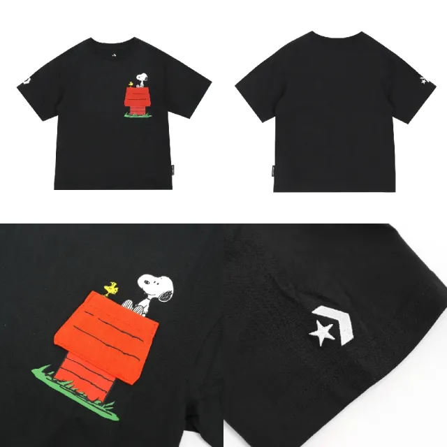 【CONVERSE】X Peanuts Tee 史努比 聯名 黑 短袖 短T 童裝 中童款 小朋友 純棉(CV2222200PS001)