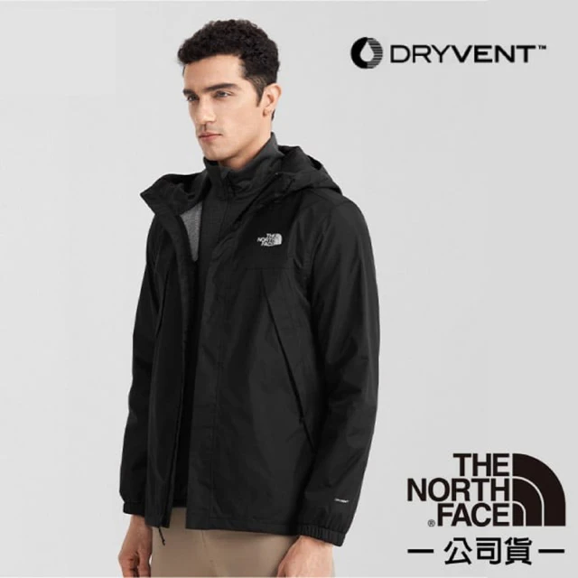 The North Face 男 ANTORA 防水排濕耐磨登山健行連帽外套.夾克_亞洲版型(7QOH-JK3 黑 N)