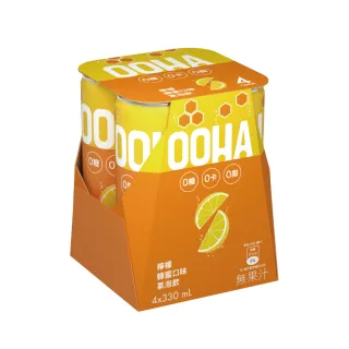 【OOHA】氣泡飲 檸檬蜂蜜 易開罐330ml x4入/組(零糖零卡零脂)