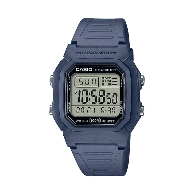 【CASIO 卡西歐】電力十足 黑極數位電子錶-藍(W-800H-2A)