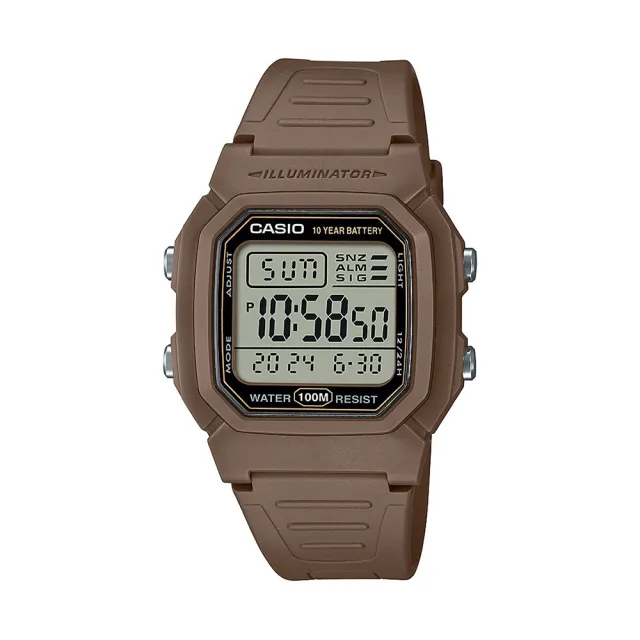 【CASIO 卡西歐】電力十足 黑極數位電子錶-深棕色(W-800H-5A)