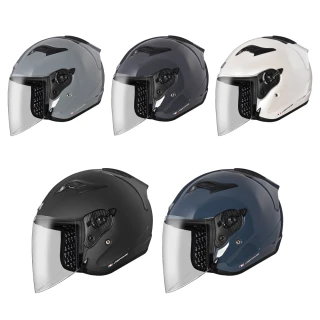 【ASTONE】速-DJR 素色 半罩式安全帽 加長型風鏡(珍珠白/深灰/水泥藍/平黑)