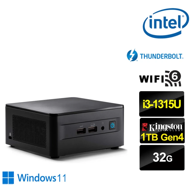 Intel 英特爾 NUC平台i3六核{洪武上尉W} Win11迷你電腦(i3-1315U/32G/1TB M.2)