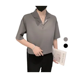 【CPMAX】韓版設計紋路短袖肌理感襯衫(潮流上衣 百搭上衣 POLO領 襯衫上衣 男短袖襯衫 B112)