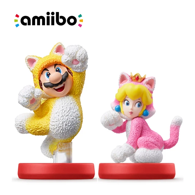 【Nintendo 任天堂】Switch amiibo 公仔 貓咪瑪利歐+貓咪碧姬公主(超級瑪利歐3D世界＋狂怒世界)