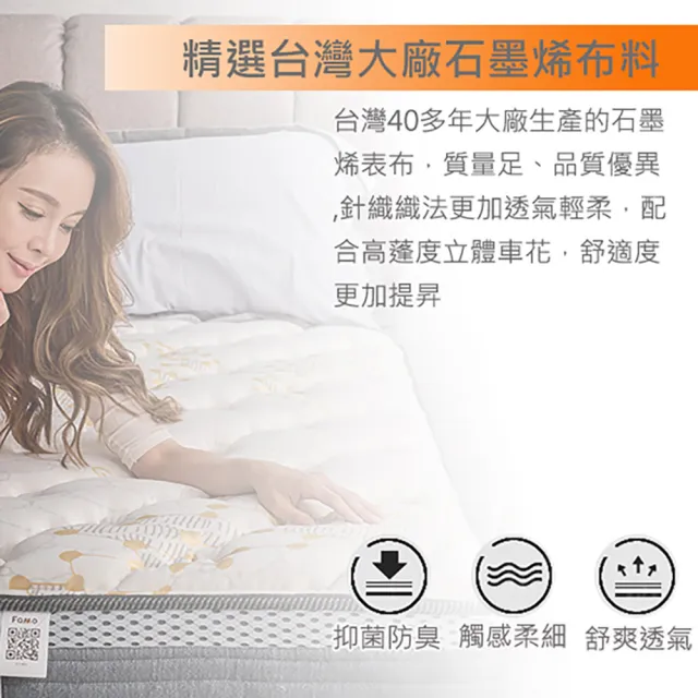【SLIM健康舒眠型】石墨烯能量乳膠記憶膠硬式獨立筒床墊(雙人加大6尺)