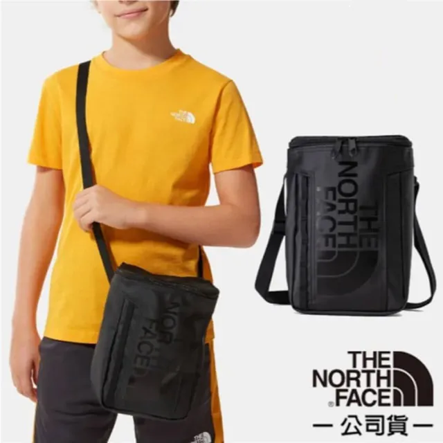 【The North Face】兒童款 大Logo多功能印花直筒休閒單肩包4L.隨身包(52T9-JK3 黑 N)