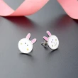 【925 STARS】純銀925可愛粉耳小兔子造型耳環(純銀925耳環 小兔子耳環)