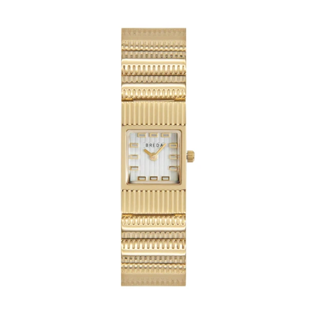 BREDA Groove系列 金色系 白面 不鏽鋼錶帶 16