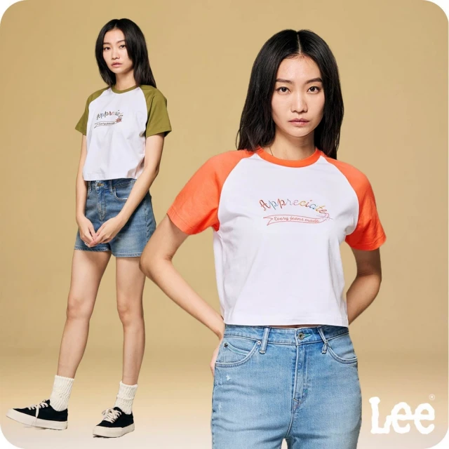 Lee 女裝 短袖T恤 / 撞色連袖 共2色 季節性版型 / 101+系列(LB402042166 / LB402042170)