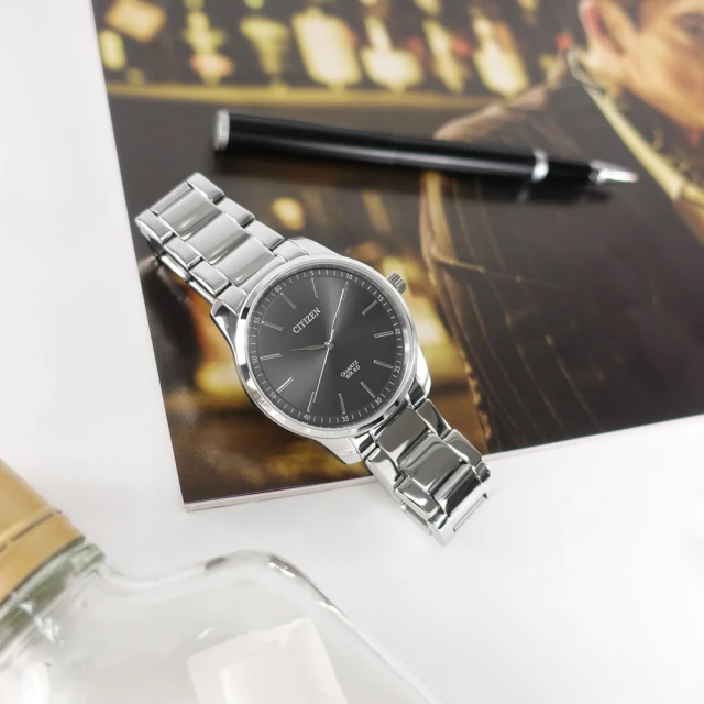 CITIZEN 星辰CITIZEN 星辰 簡約時尚 礦石強化玻璃 日本機芯 不鏽鋼手錶 灰色 42mm(BH5001-56H)