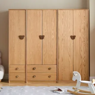 【Taoshop 淘家舖】Ｗ - 實木兒童衣櫃簡約現代橡木簡易收納櫃北歐家用臥室寶寶衣櫥 C02106(0.8米 B款)