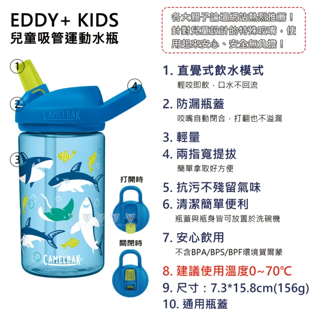 【CAMELBAK】400ml eddy+ 兒童吸管運動水瓶 雙入組(eddy+ 兒童水瓶/)