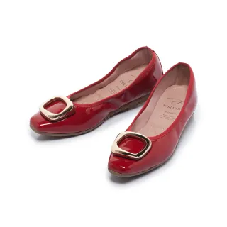 【FAIR LADY】我的旅行日記  時尚金屬釦軟漆皮平底鞋(櫻桃、502853)
